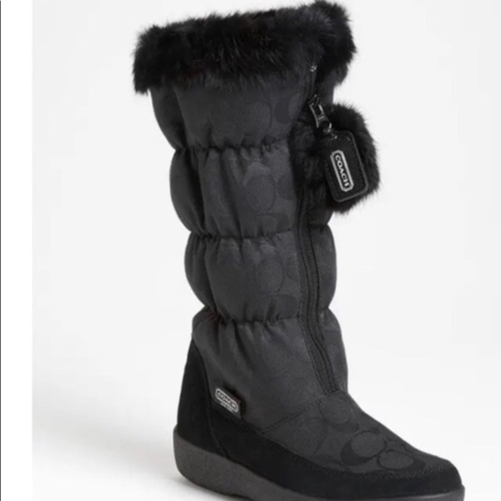 NWT COACH Real Fur Signature Winter Boots